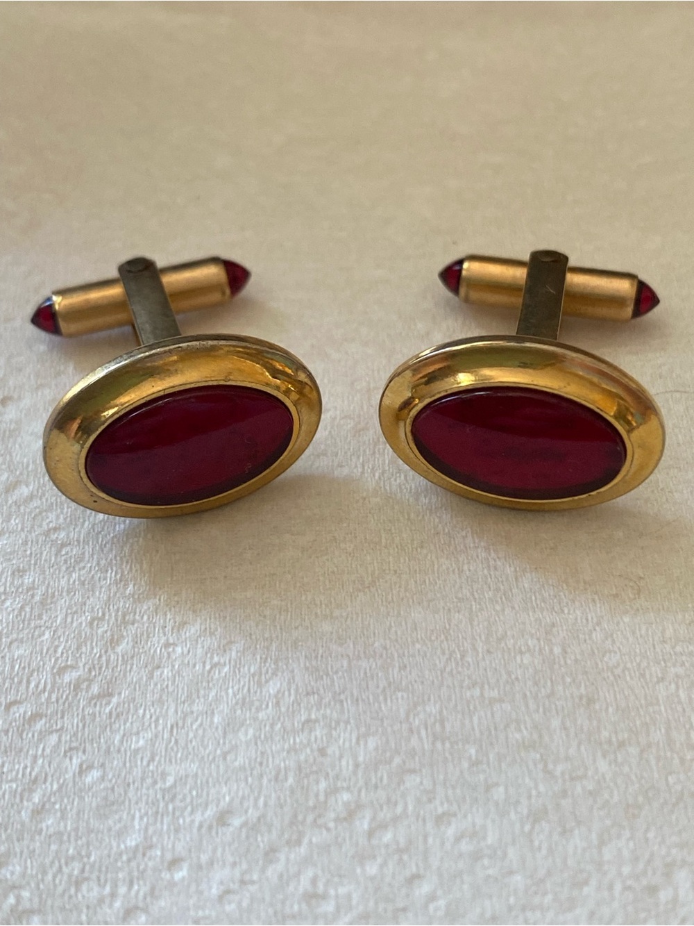 VTG Krementz 1940s red Cabochon cufflinks